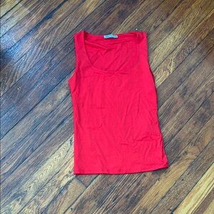 Zara Red Fitted Sleeveless Tank Top